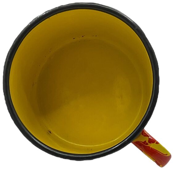 Orange Yellow Swirl Splatterware Graniteware Coffee Cup Enamel Mug Retro Kitchen - Picture 6 of 8